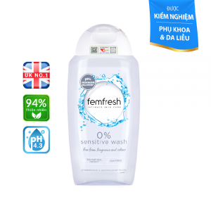 Dung dịch vệ sinh phụ nữ cao cấp cho da nhạy cảm Femfresh 0% Sensitive Wash 250ml
