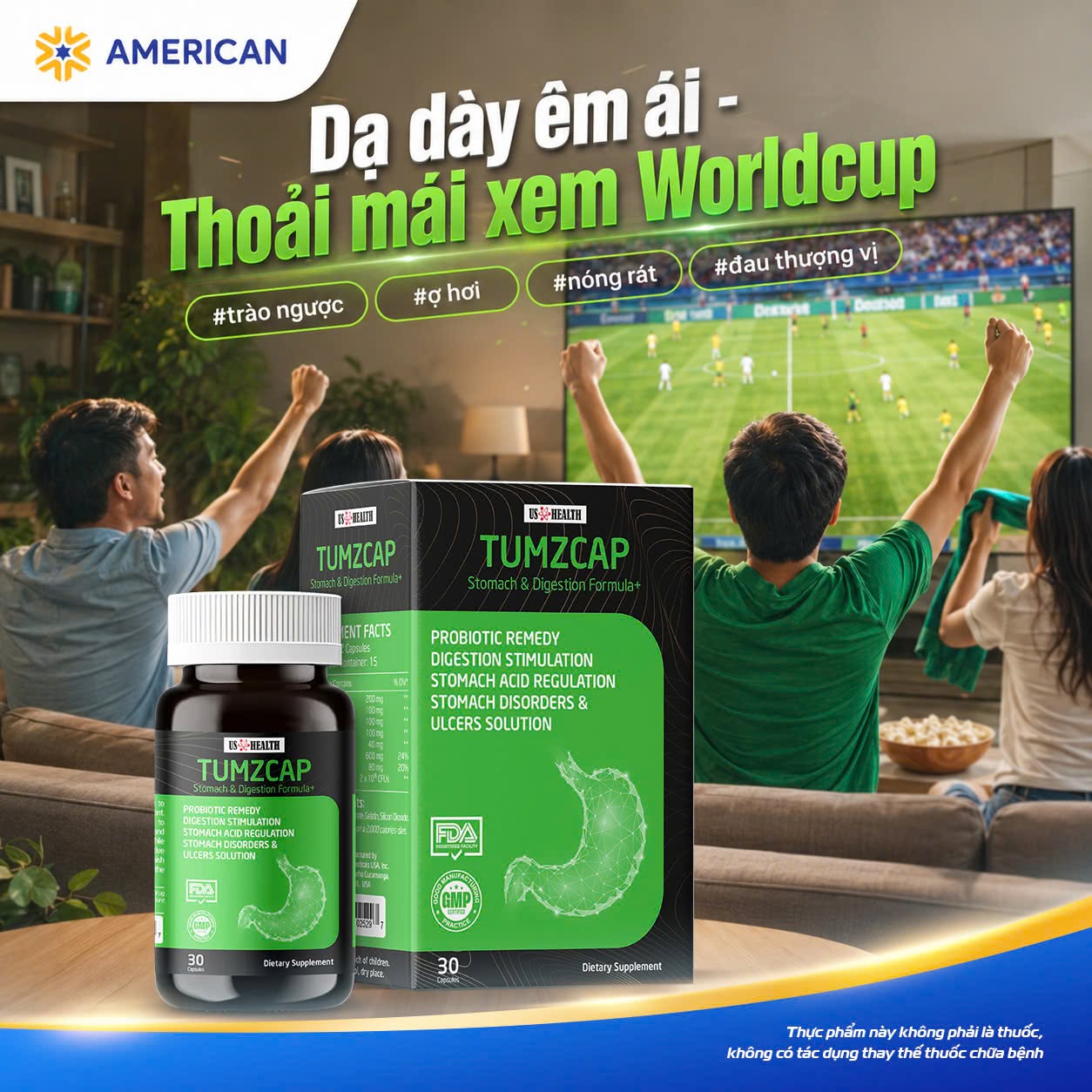 Dạ dày êm ái thoải mái xem bóng đá