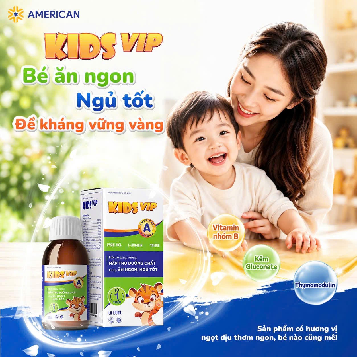 Kids Vip siro giúp bé ăn ngủ ngon